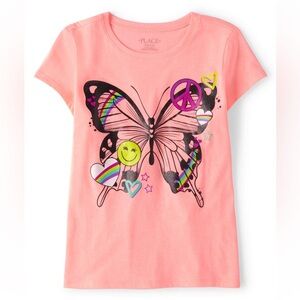 Girls Butterfly Graphic Tee - pink abalone neo